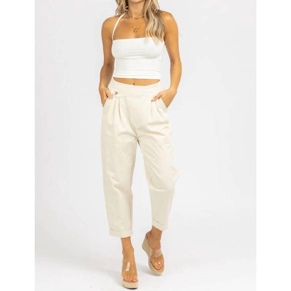 NEW MABLE woven asymmetrical button pants in cream - Picture 4 of 7